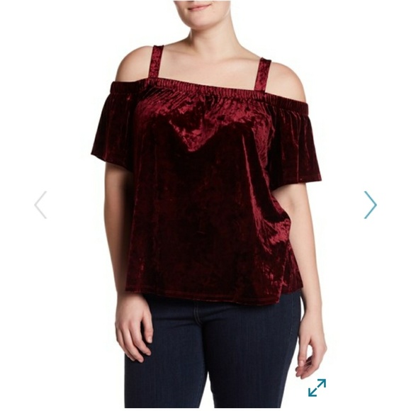 New Velvet Cold Shoulder Plus Size Top Breathless - Picture 2 of 3